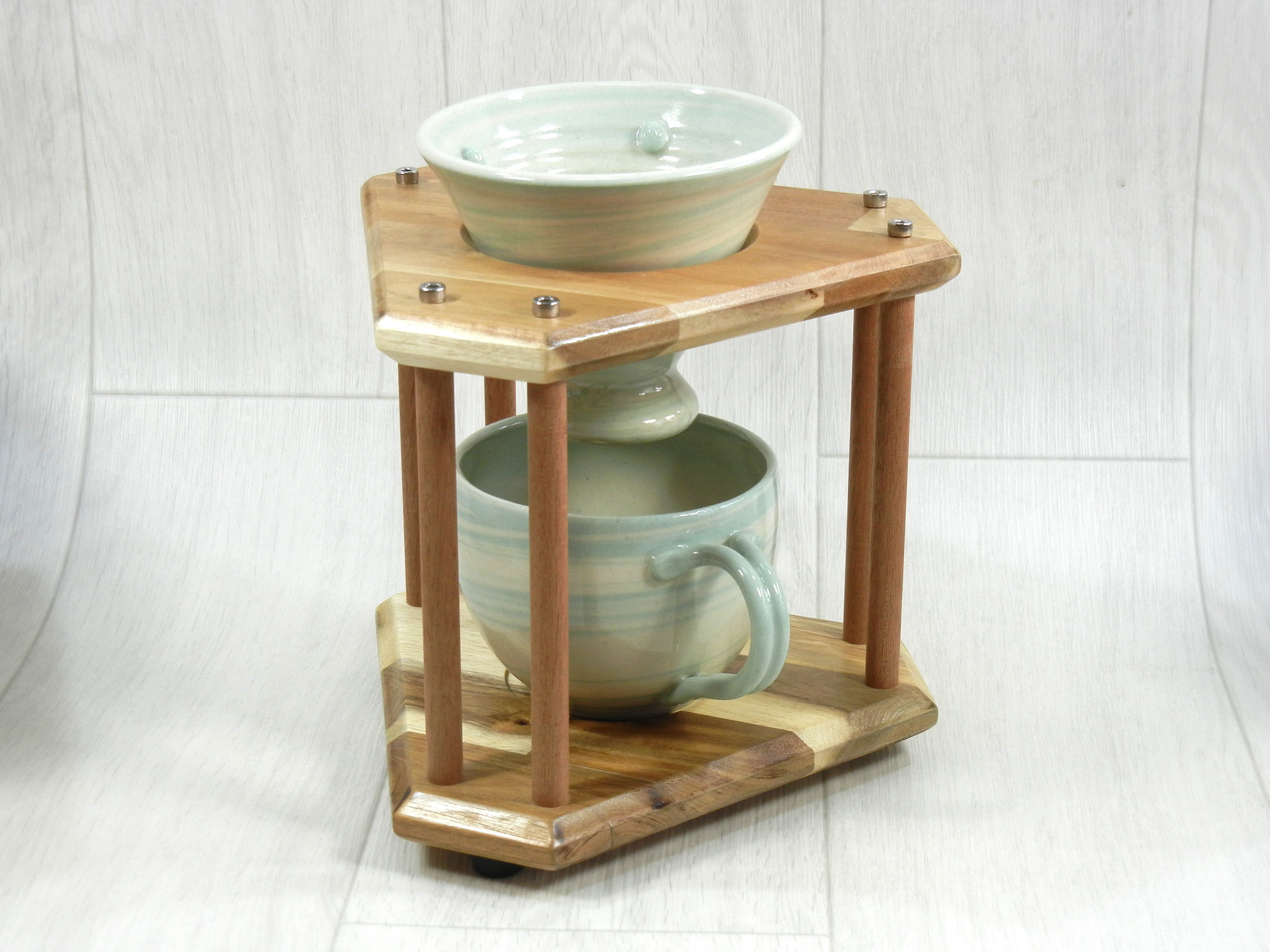 ドリッパーセット［スプリンググリーン］（ドリッパー・ドリッパースタンド・マグカップ）【陶器(練り込み)・木】