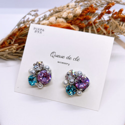 ブタさん&お花ビーズ❁イヤリング  今ならプロフ見るとお得です！❤︎ 北欧 小さい お花の ピアスセット 柄ミックス③ サージカルステンレス