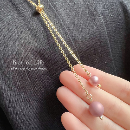 Key of Life▶︎簡単かぶるだけ♪【マットピンクパール】ラリエット/Y 
