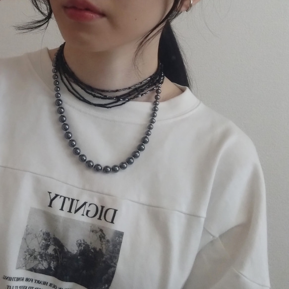 BLACK choker necklace 5line チョーカー 7枚目の画像