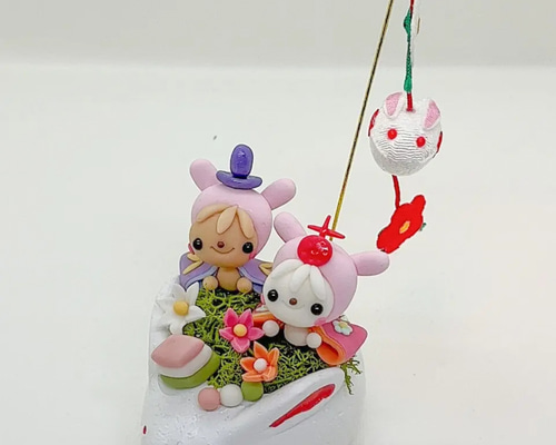 創作人形　粘土　お雛様　江戸縮緬　縮緬細工　ハンドメイド 古布 #雛人形 #おひなさま #江戸縮緬 #豆雛