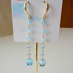 天然石ピアス】クリスタル・ジャスミンカービング ピアス（フック