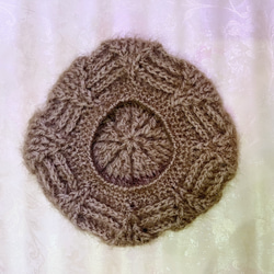 手編み【Lady's】ふんわり暖かベレー帽　茶色 3枚目の画像