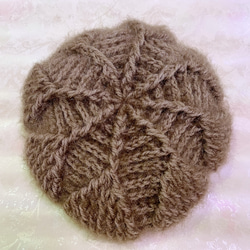 手編み【Lady's】ふんわり暖かベレー帽　茶色 2枚目の画像