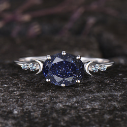 ギャラクシーブルーサンドストーンリング 6月誕生石アレキサンドライト