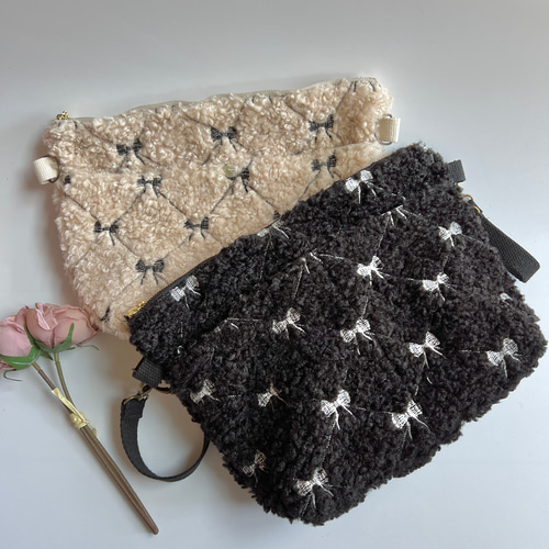 抱っこ紐ポーチ（選べるリボン刺繍ボア生地＋選べる仕様） スリング 