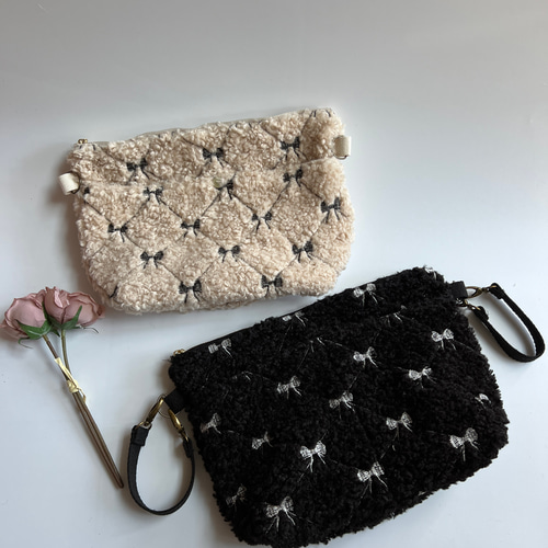 抱っこ紐ポーチ（選べるリボン刺繍ボア生地＋選べる仕様） スリング 