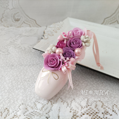 受注製作】お好きな色で♪トゥシューズ＊クレイフラワー＊バレエ発表会