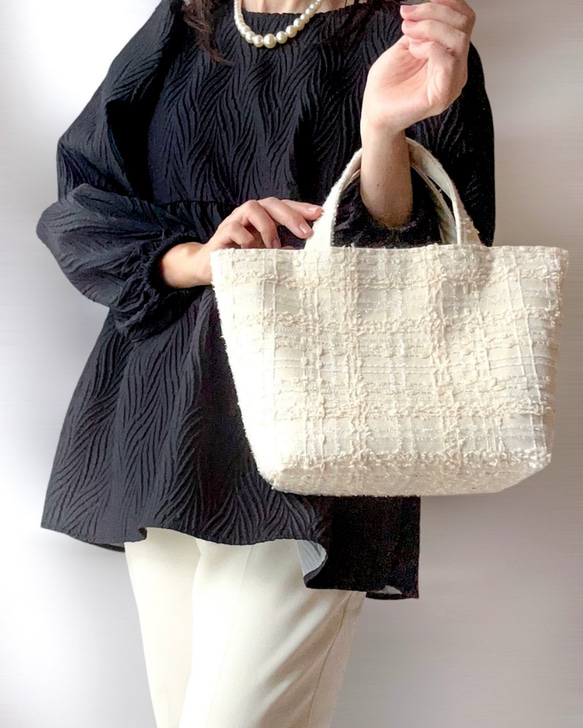 ♡ épine ホワイト ツイードトートバッグ ♡最終値下げ‼️ épine ツイードトートバッグ ピンク - メルカリ