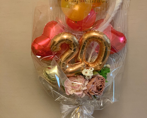 ナンバーバルーン付バルーンインバルーンブーケ7b【誕生日/成人式