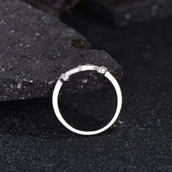 ユニークなリーフリング モアッサナイト 自然をインスピレーションにしたリング 925 スターリングシルバー 結婚指輪 4枚目の画像