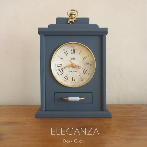 【送料無料】ELEGANZA (Dark Grey) おしゃれな置き時計　手作り品　#003 アンティーク調 インテリア 7枚目の画像