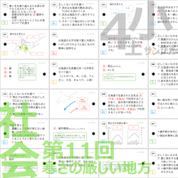 中学受験 暗記カード【4年上 理科・社会 全セット 1-19回】 組分けテスト対策 6枚目の画像