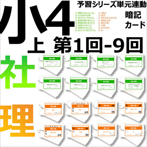 中学受験 暗記カード【4年上 理科 1-9回】組分けテスト対策 予習シリーズ