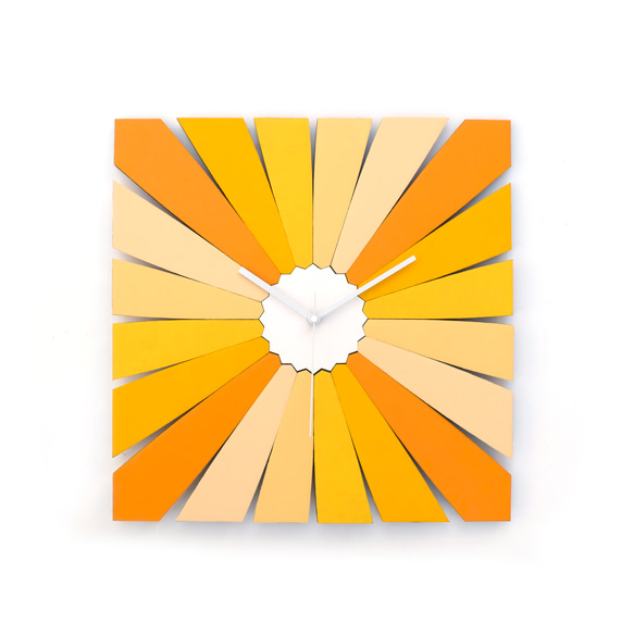 Timeblend Yellow - 5 つの黄色の色合いの手作りの幾何学的な壁掛け時計 2枚目の画像