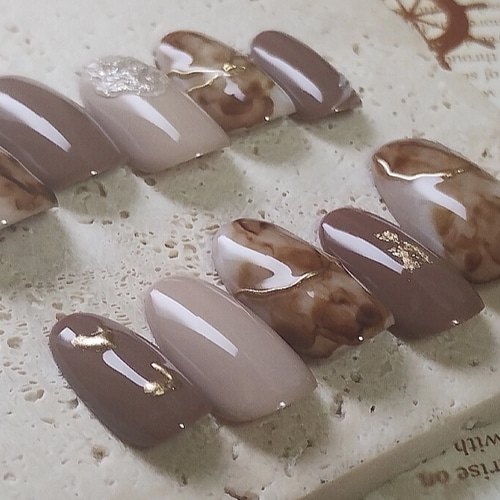 チョコブラウン ネイルチップ 1755n-04.jpg