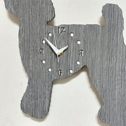 トイプードル壁掛け時計　フレー・シルバー　静音時計 6枚目の画像