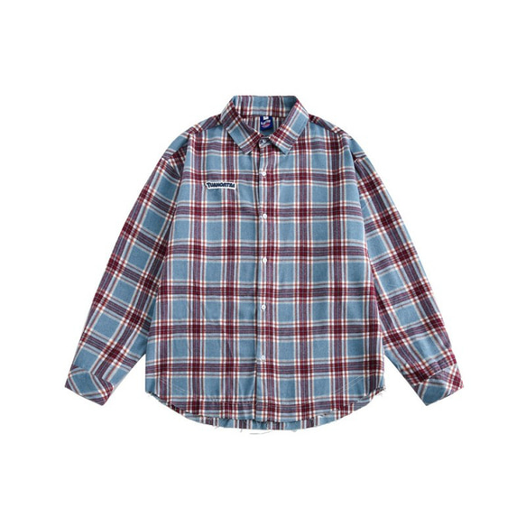 レディース*メンズ兼用·春と秋の新作レトロなチェックシャツゆったり長袖シャツ W146 11枚目の画像