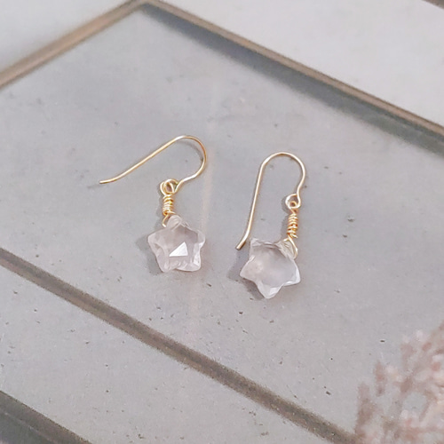 14kgf✧︎フロストローズクォーツピアス/イヤリング Gちゃん