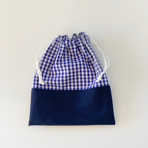 お得な2点給食セット］ギンガムチェック ランチョンマット＋巾着 弁当