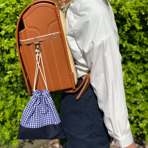 お得な2点給食セット］ギンガムチェック ランチョンマット＋巾着 弁当