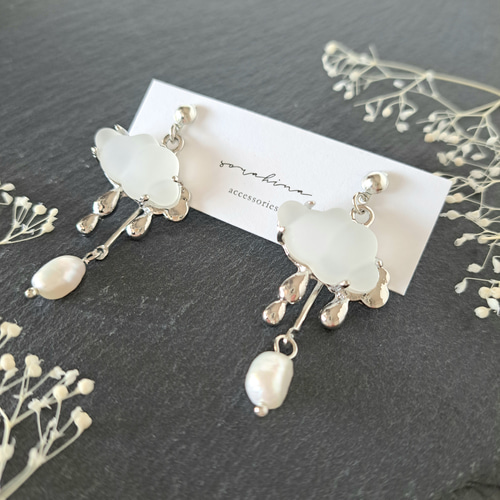 No.1483-A ジグソーパズル☆空・雲☆ピアス・イヤリング ☆b 『 雲