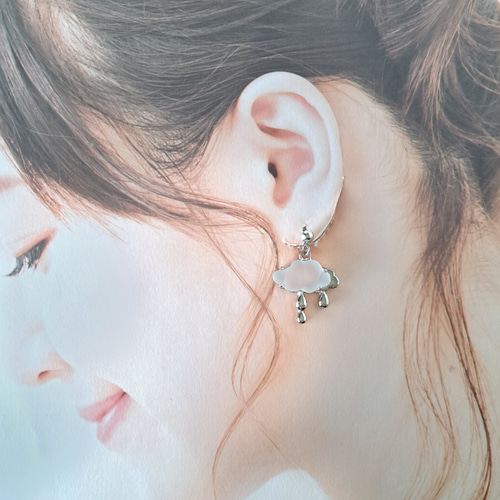 ☆b 『 雲 - cloud - 』 春 淡水パール シルバー 大ぶりピアス