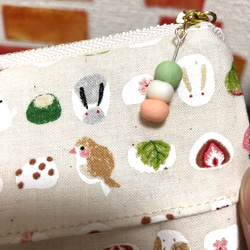 ティッシュポーチ 和菓子 文鳥 いちご大福 4枚目の画像