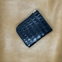 クロコダイル アリゲーター コンパクトウォレット ミニ財布 L字