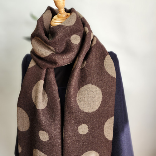 英国マッキントッシュ 大判ストール ウール フリンジ ショール ブラウン 茶 ウール ガーゼ 大判ストール フリンジ ウール100％ 【ブラウン