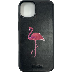 【レザー刺繍スマホケース】Flamingo（フラミンゴ） 2枚目の画像