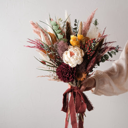 ✨ブライダルブーケ✨ドライフラワー　和装 オーダーメイド】ドライフラワーのウェディングブーケ プレミアム