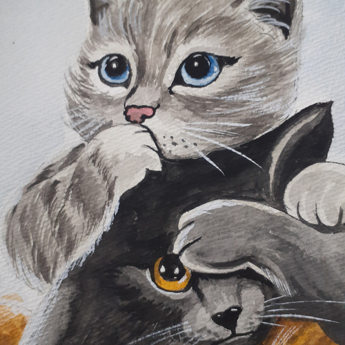 ririページ　猫の油彩画2点セット ホリ² スタートキットAセット」オリジナル /猫ちゃんver, | holy