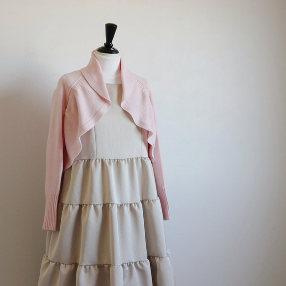 [可使用至春天◎] WHOLEGARMENT 羊絨混紡長袖波萊羅開襟衫 [粉紅粉紅] 第5張的照片