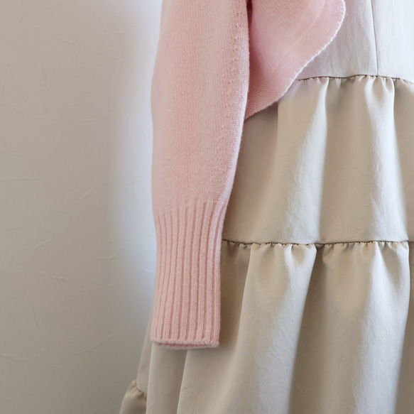 [可使用至春天◎] WHOLEGARMENT 羊絨混紡長袖波萊羅開襟衫 [粉紅粉紅] 第11張的照片