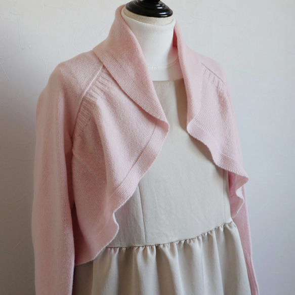 [可使用至春天◎] WHOLEGARMENT 羊絨混紡長袖波萊羅開襟衫 [粉紅粉紅] 第6張的照片