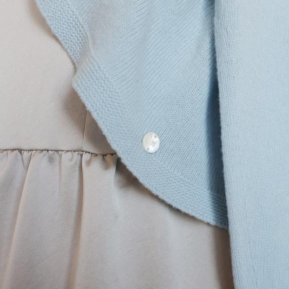【可使用到春天◎】WHOLEGARMENT 羊絨混紡長袖波萊羅開襟衫【粉藍色】 第11張的照片