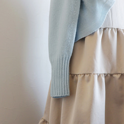 【可使用到春天◎】WHOLEGARMENT 羊絨混紡長袖波萊羅開襟衫【粉藍色】 第13張的照片