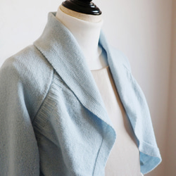 【可使用到春天◎】WHOLEGARMENT 羊絨混紡長袖波萊羅開襟衫【粉藍色】 第10張的照片