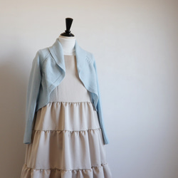 【可使用到春天◎】WHOLEGARMENT 羊絨混紡長袖波萊羅開襟衫【粉藍色】 第6張的照片