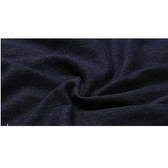 デニムジャケット　丸襟デニムジャケット　ストライプ裏地　コットン混紡　ブルー　　S-Mサイズ　S202 19枚目の画像