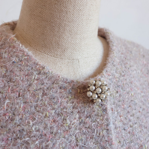 タグ付✨️Rene TISSUE ミックスツイード パフスリーブジャケット 在庫僅か！】ミックスツイード編み パフスリーブジャケット【ダスティ