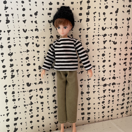 H2312 はるとくん ハンドメイド 服 ボーダー チノパン ニット帽 