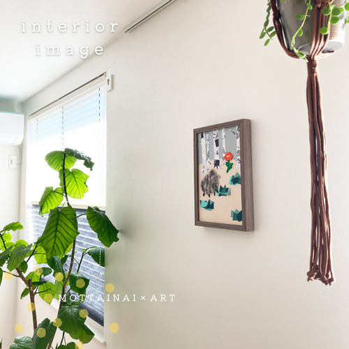 A4フレーム】額縁 コラージュアート『もふもふヒツジくん』 額 木製 1