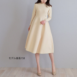 [適合任何場合] WHOLEGARMENT 合身喇叭洋裝 [海軍藍] 第4張的照片