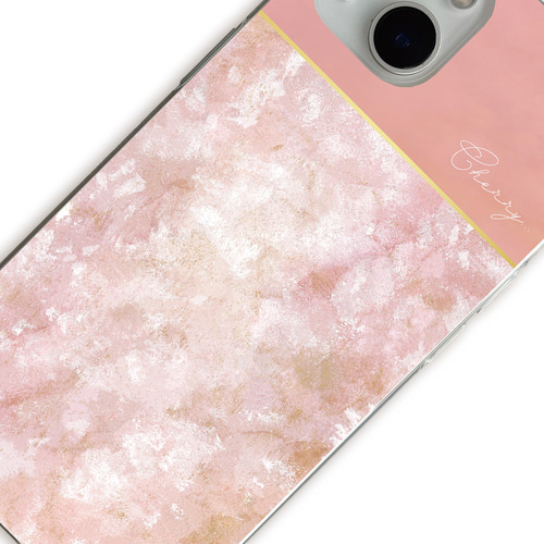 iPhone/Android スマホケース くすみピンク バイカラーデザイン