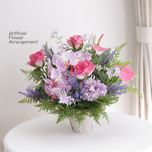 造花アレンジメント　御祝　お誕生日　記念日　ギフト　アーティフィシャルフラワー　cma043 1枚目の画像