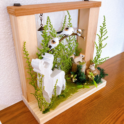 totorigiの森　シマエナガ　シマリス　ミニチュア　動物　木工　インテリア雑貨　壁掛け 5枚目の画像