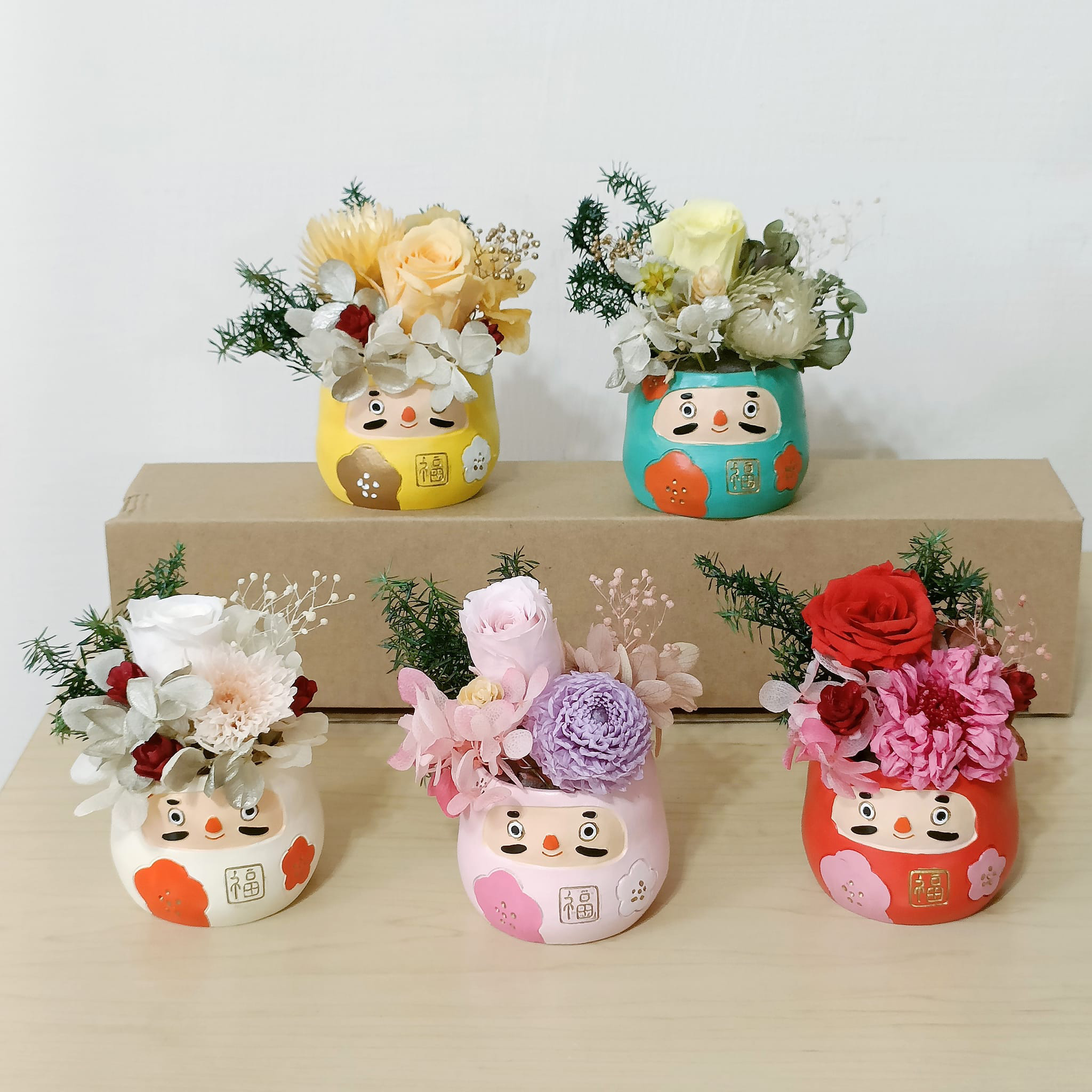 辰年 開運新年花 ギフトボックス ロープ付き | 達磨 | 青龍