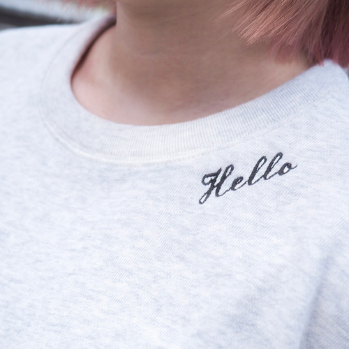 トレーナー Hello gray】 レディース メンズ コーデ グレー
